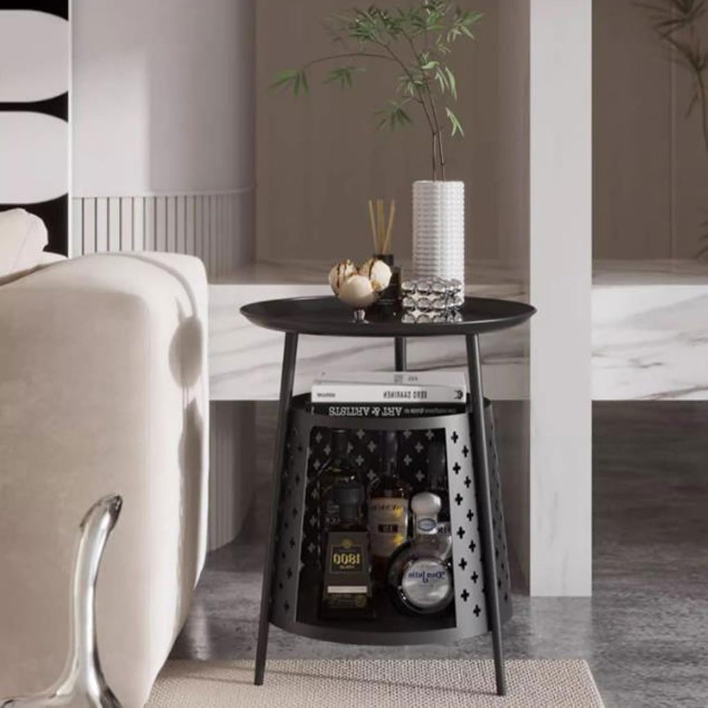 Sofa Side Round Side Table End with Cat House, Condo, Indoor Furniture Kitten, Small Coffee Nightstand with Storage, Living Room Sofa Bedside with Bed(White)