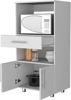 48in Kitchen Pantry Cabinet with Storage, Wood Kitchen Storage Buffet Server Cabinets Freestanding Cupboard Credenza Bufffet Cabinet with Microwave Stand & Shelf, White