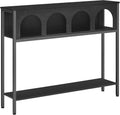 HOOBRO Narrow Console Table, Entryway Table with 3-Tier Storage, Sofa Table, Behind Couch Table with Arched Design for Living Room, Entrance, Hallway, Black BB106XG01