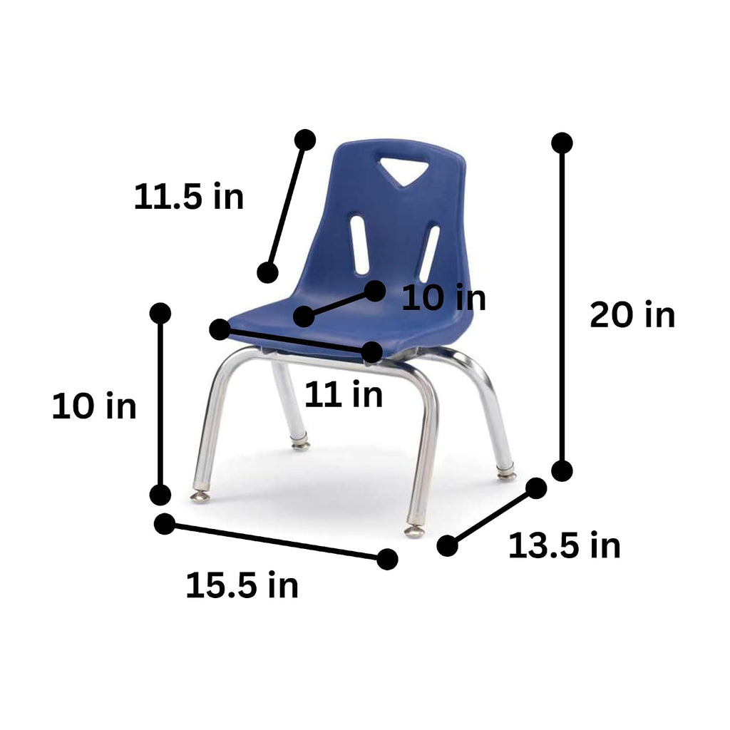 Jonti-Craft Berries 8140JC6003 Stacking Chairs with Chrome-Plated Legs, 10" Height, Blue, Pack of 6