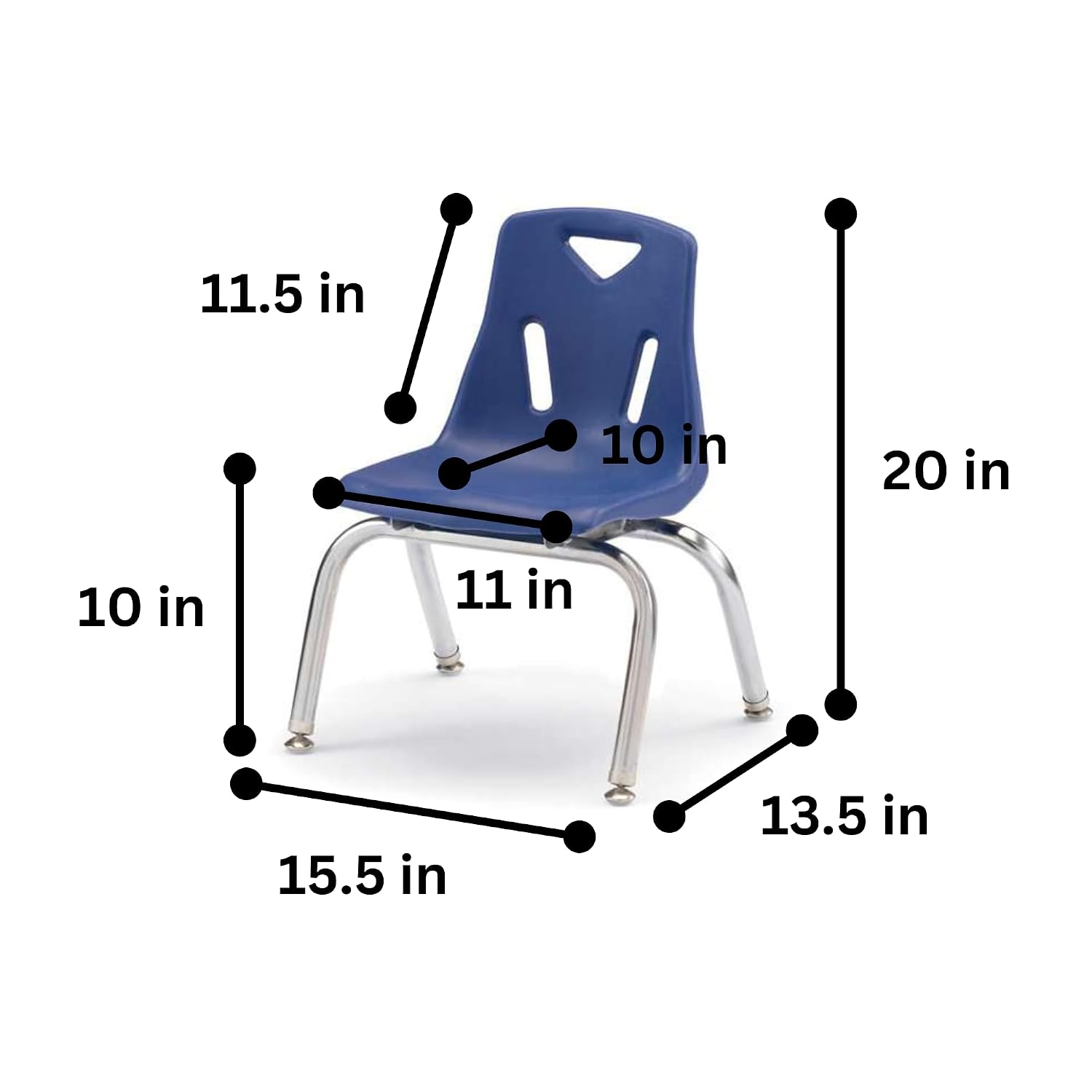 Jonti-Craft Berries 8140JC6003 Stacking Chairs with Chrome-Plated Legs, 10" Height, Blue, Pack of 6