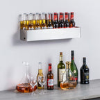 FlagShip Speed Rail 22 Inch Stainless Steel Liquor Bottle Holder Wall Mounted Syrup Rack Bottle Storage for Bar,Kitchen,Coffee Station