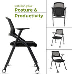 40 Pack Folding Chair Portable Nesting Commercial Seat for Events Office School Party Kitchen Dining Conference Waiting Training Room