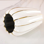 White Gold Ceramic Vase - Small Round Decorative Vase for Table Centerpieces, Wedding Decor, and Home (7.48 Inches Tall)