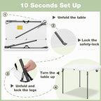 34" Square Folding Table for 4 Person, 330lbs Weight Capacity Foldable Table with HDPE Tabletop & Heavy-Duty Steel Legs, Large Portable Picnic Table for Indoor Outdoor Parties, Camping, White