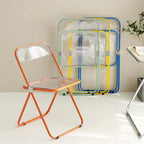 Modern Clear Acrylic Folding Chairs Transparent Plastic Construction for Living Room Unique Style Green Seat(Red)