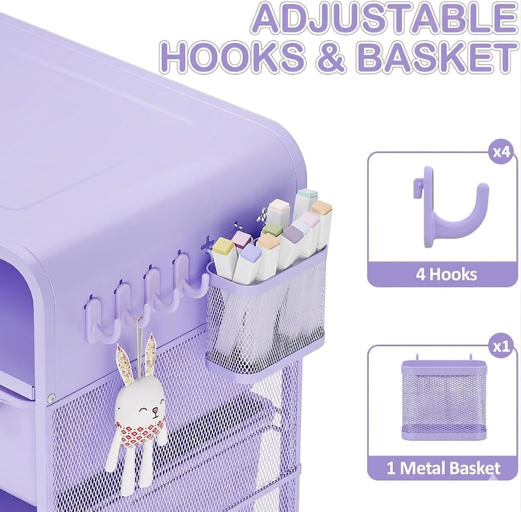 SYKIARIOL Kids Nightstand, Girls Bedside Table, Night Side Table | Kids Night Stand, End Tables Bedroom, Purple Cute Nightstand with Storage Drawer for Girls