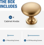 JOY DECOR 25 Pack Champagne Bronze Cabinet Knobs 1-1/6 Inch Zinc Solid Kitchen Cabinet Pulls Drawer Knobs