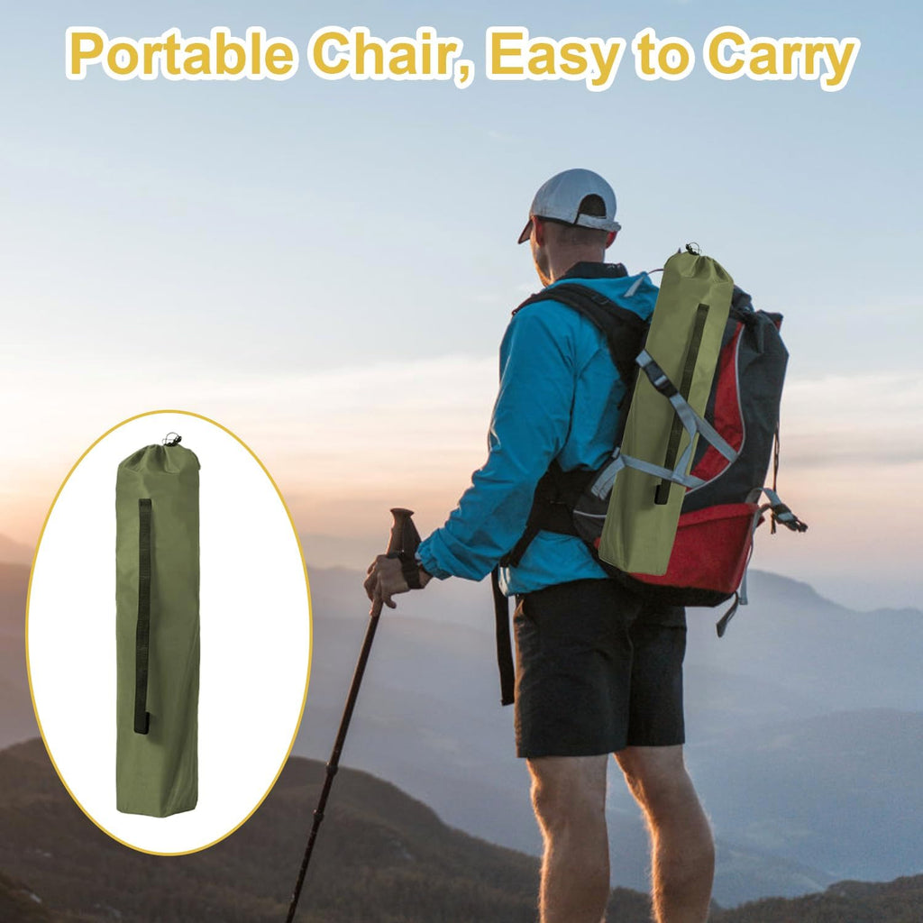 Folding Camping Chairs with High Back, Comfortable Outdoor Chairs 300lbs Capacity Lightweight Portable Chair with Storage Bag for Camping, Fishing, Green