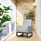 2-in-1 Fabric Upholstered Rocking Chair with Waist Pillow in Light Gray Color for Living Room or Nursery