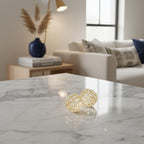 Facetas Decorative Crystal Sphere Fillers – Set of 2 Handcrafted Decorative Orbs, Available in all Crystal Silver & Gold, or in Silver & Gold with added Faux Pearls, 3", 4" or 5" Diameter