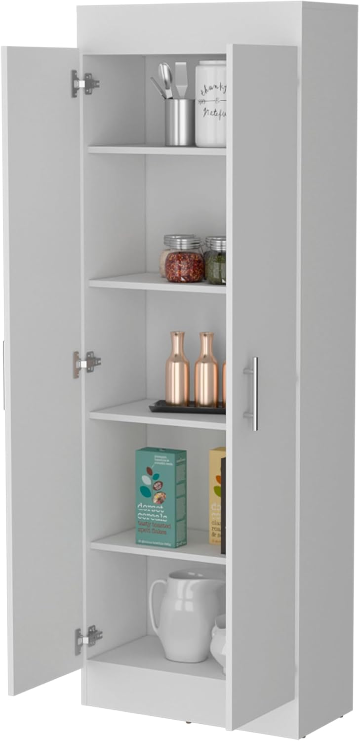 White 5 Shelf Storage Pantry Cabinet