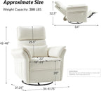 Modern Power Swivel Rocker Recliner Chair with USB Port and Storage Bags, Nursery Glider Recliner with Adjustable Headrest and Armrests, , GREENGARD, FSC, CertiPUR-US® Certified, White