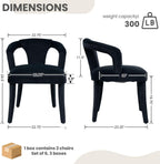 Modern Black Dining Chairs Set of 6, Velvet Upholstered Boucle Dining Chair with Arms, Accent Side Chair for Kitchen & Dining Room Living Room Restaurant Reception