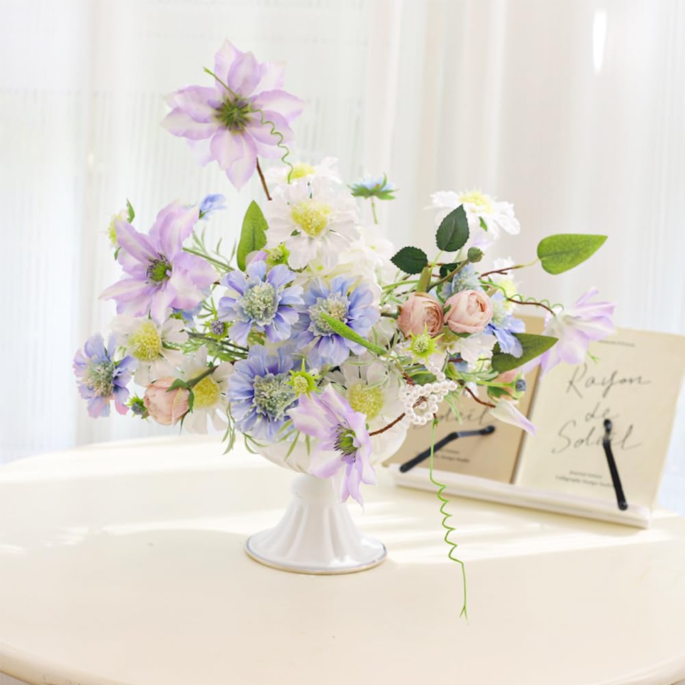 8Pcs White Compote Vases for Centerpieces, 4.7in Small Flower Vases | No Leakage, Rust-free, Metal Urn Vase, for Wedding, Birthday, Daily Home Decor, Christmas