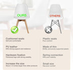 OLIXIS Dining Chairs Set of 4, Mid Century Modern Accent Chairs with Curved Backrest and Wood Legs, PU Leather Upholstered Kitchen Side Chairs for Living Room, Bedroom, Outdoor Patio, White