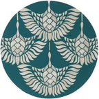 Pemberly Row Set of 2 14" Round Bone Inlay Iron Side Tables in Teal/Gold