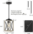 DEWENWILS Farmhouse Pendant Light, Metal Hanging Light Fixture with Wooden Grain Finish, 48" Adjustable Pipes for Flat and Slop Ceiling, Kitchen,Island, Living Room, Bedroom, E26 Base
