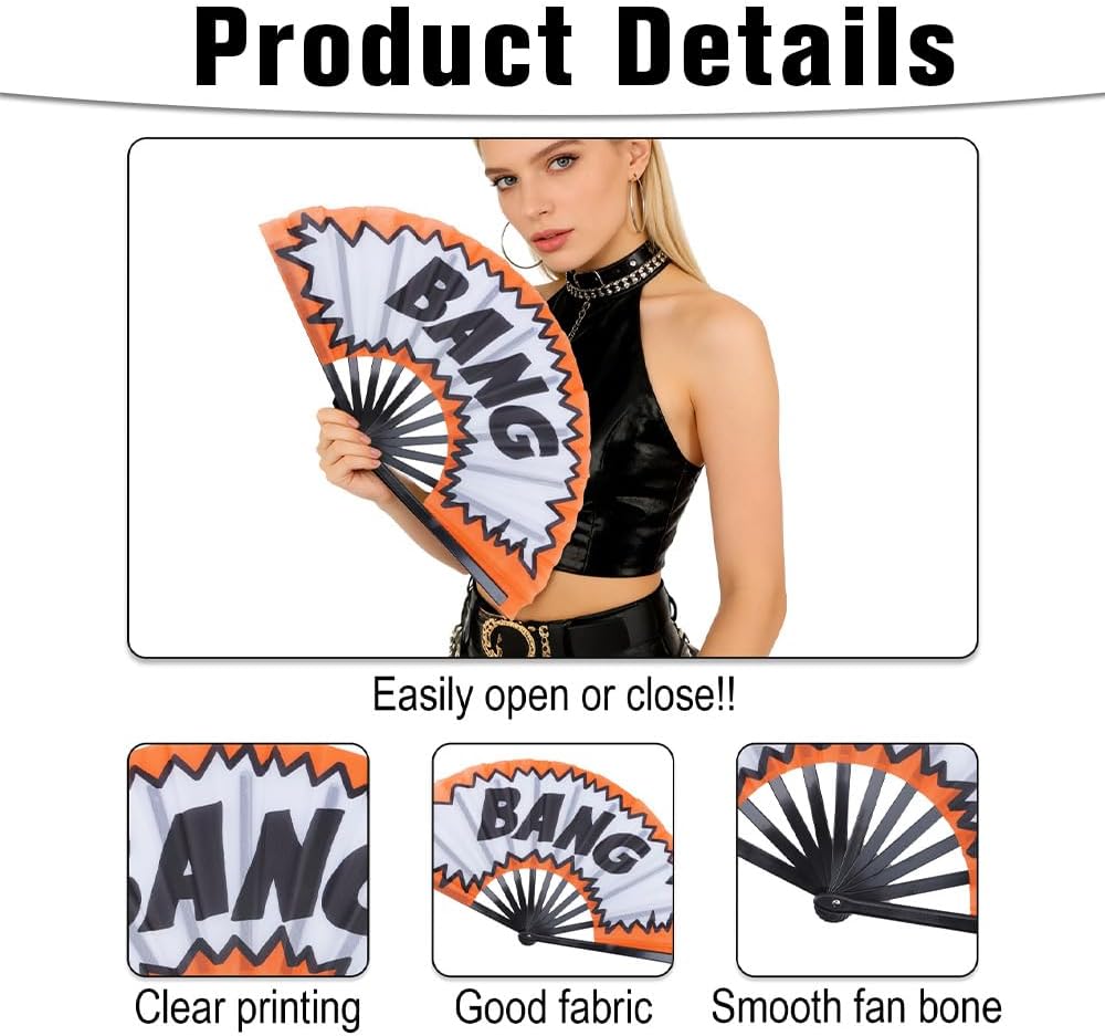 13'' Line Dance Popping Fan,Large Folding Clacking Boots on the Ground Hand Fan,African Fans for Wedding Party Decoration,Country Western Swing,Festival Performance,Music Accessory,Style a