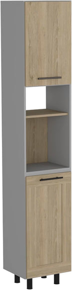82" Tall Kitchen Pantry, Six Shelves, Double Doors, Light Pine - Home Storage Organizer