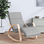 Modern Rocking Chair for Living Room, Comfortable Nursery Glider with Padded Armrests, Sturdy Birch Wood Frame, Breathable Fabric Seat for Bedroom, Light Gray