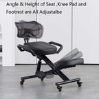 Ergonomic Kneeling Chair with Back Support and Wheels, Adjustable Balance Chair for Office and Home, Black