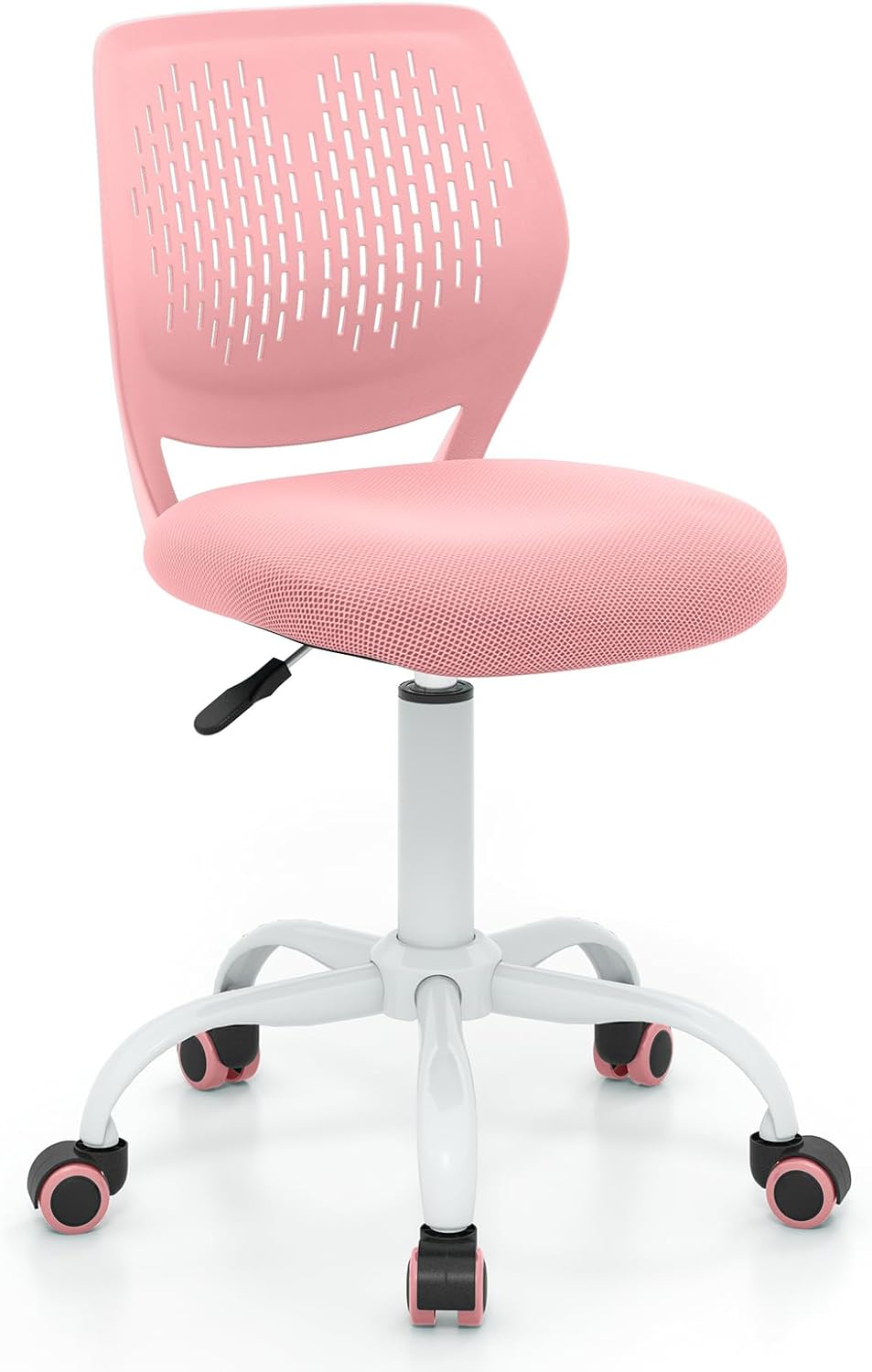 Giantex Kids Desk Chair, Adjustable Children Study Chair, Swivel Armless Mesh Task Office Chair, Computer Desk Chair with Adjustable Height & Lumbar Support, Pink