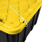 6 Pack, Large 27 Gallon Durable Plastic Storage Bin with Snap-On Lid, Storage Bin for Home Garage Organization, Black and Yellow