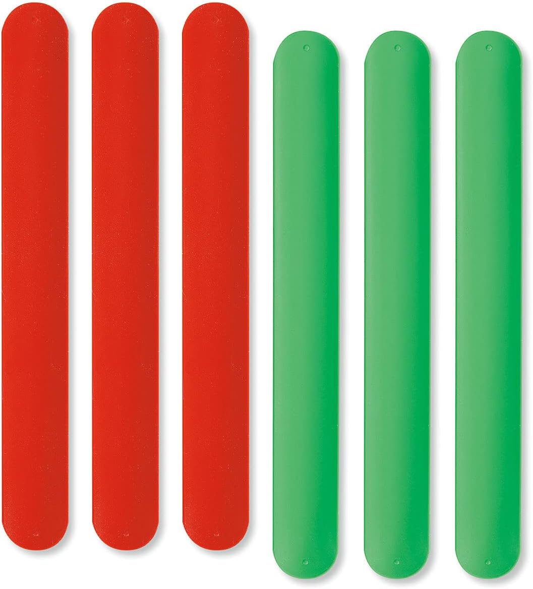 Current Silicone Holiday Red & Green Flip Wraps- Set of 6, Gift Wrap Holders, Silicone-Covered Metal Strips Flip to Securely Hold Gift Wrap Rolls, Electrical Cords and Posters,Roll Storage Holder