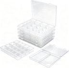85 Pack Rectangular Mixed Sizes Clear Plastic Storage Containers | Hinged Lid, For Beads and Small Craft Items, 5 Outer + 80 Inner Boxes