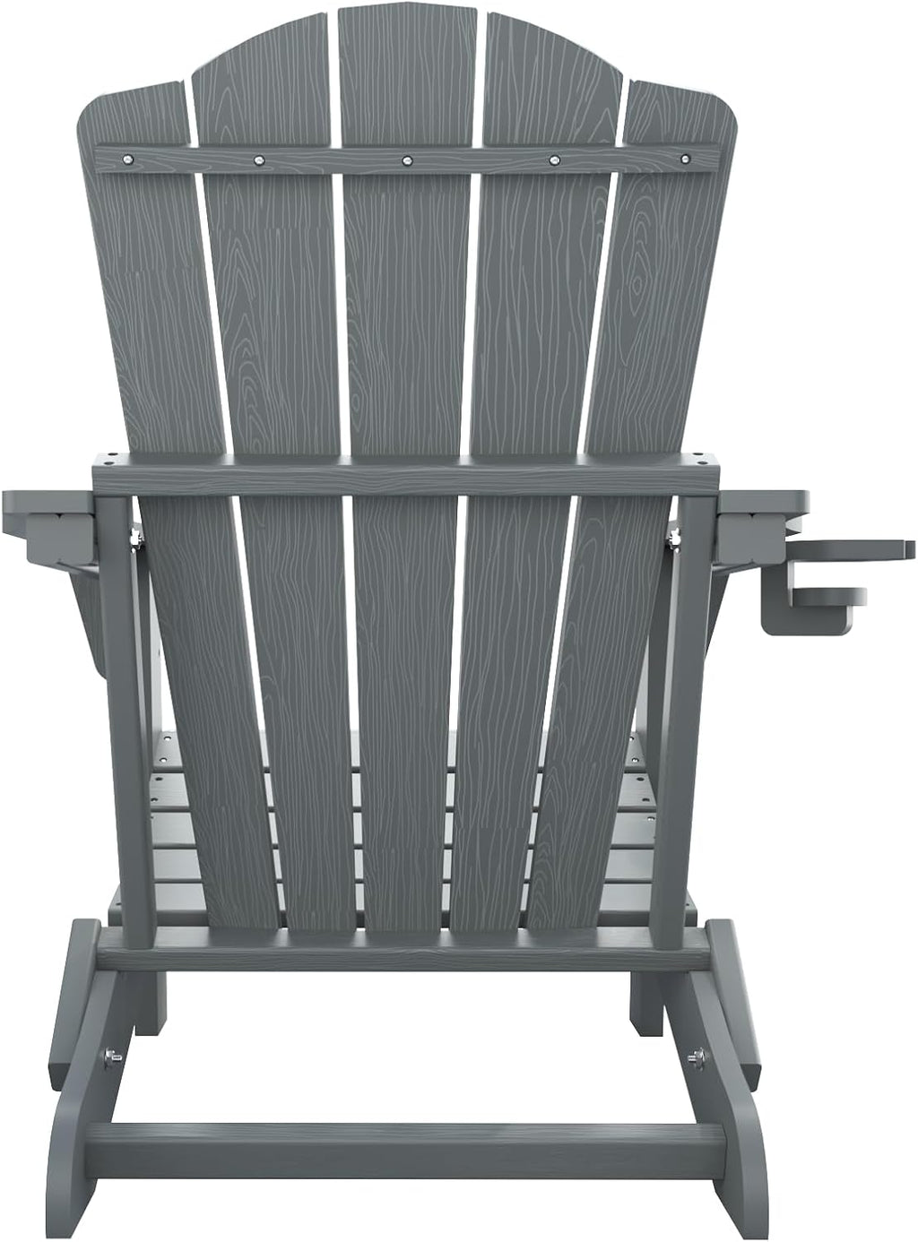 THOEOE Folding Adirondack Chair,HDPE All-Weather Outdoor Chair with Cup Holder,Wooden Textured,Fire Pit Chair,Plastic Patio Chair for Deck,Backyard,Garden,Lawn, Grey