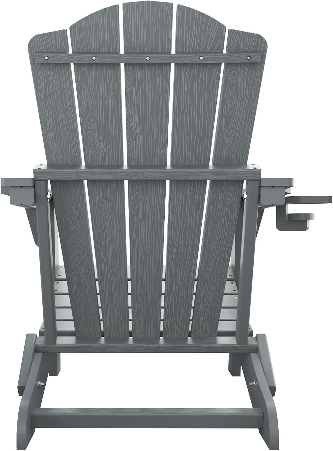 THOEOE Folding Adirondack Chair,HDPE All-Weather Outdoor Chair with Cup Holder,Wooden Textured,Fire Pit Chair,Plastic Patio Chair for Deck,Backyard,Garden,Lawn, Grey