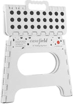 Casafield 11" Folding Step Stool with Handle, White - Portable Collapsible Small Plastic Foot Stool for Kids and Adults - Use in the Kitchen, Bathroom and Bedroom
