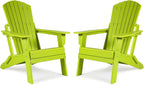 Aoodor Folding Adirondack Chair HDPE Outdoor All-Weather Chair for Patio, Garden, Backyard, Lawn, Fire Pit, Set of 2, Apple