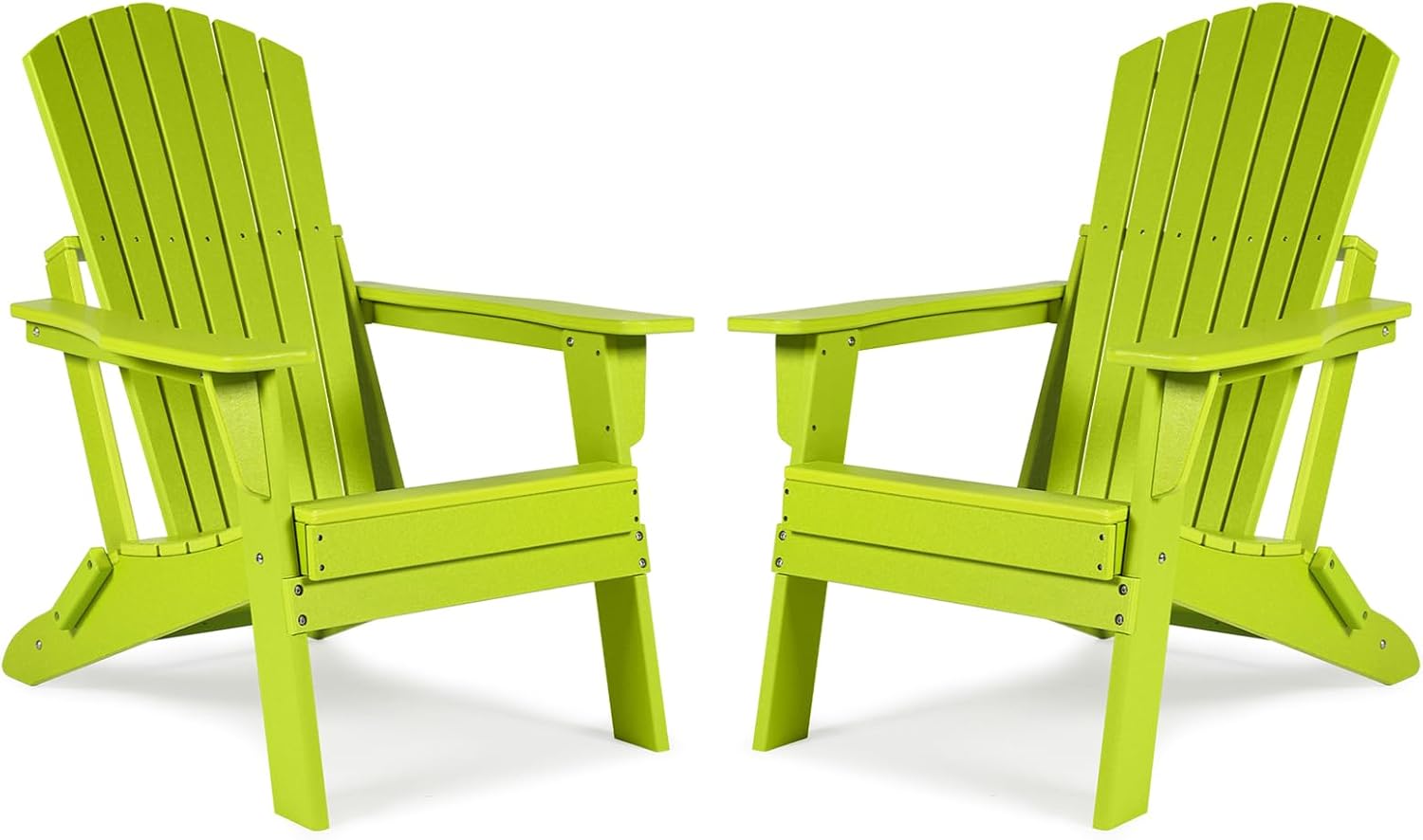 Aoodor Folding Adirondack Chair HDPE Outdoor All-Weather Chair for Patio, Garden, Backyard, Lawn, Fire Pit, Set of 2, Apple