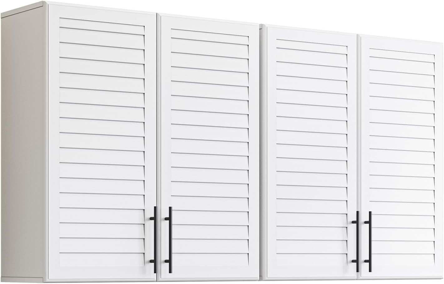 Furnaza 60" W Laundry Room Wall Cabinet with Shutter Style Doors, Wall Mounted Storage Cabinet with Adjustable Shelf, Upper Storage for Laundry Room, Bathroom, Kitchen,White