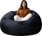 Bean Bag Chair for Adults, Oversized Bean Bag Couch for Gaming, Reading, and Relaxation, 4FT High-Rebound Memory Foam Bean Bag Sofa with Removable Cover, Black