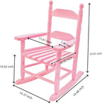 Child Rocking Chair for 3-6 Small Baby Kids Wooden Outdoor Furniture Indoor Living Room Lounge Bedroom Porch Patio Outside Pink