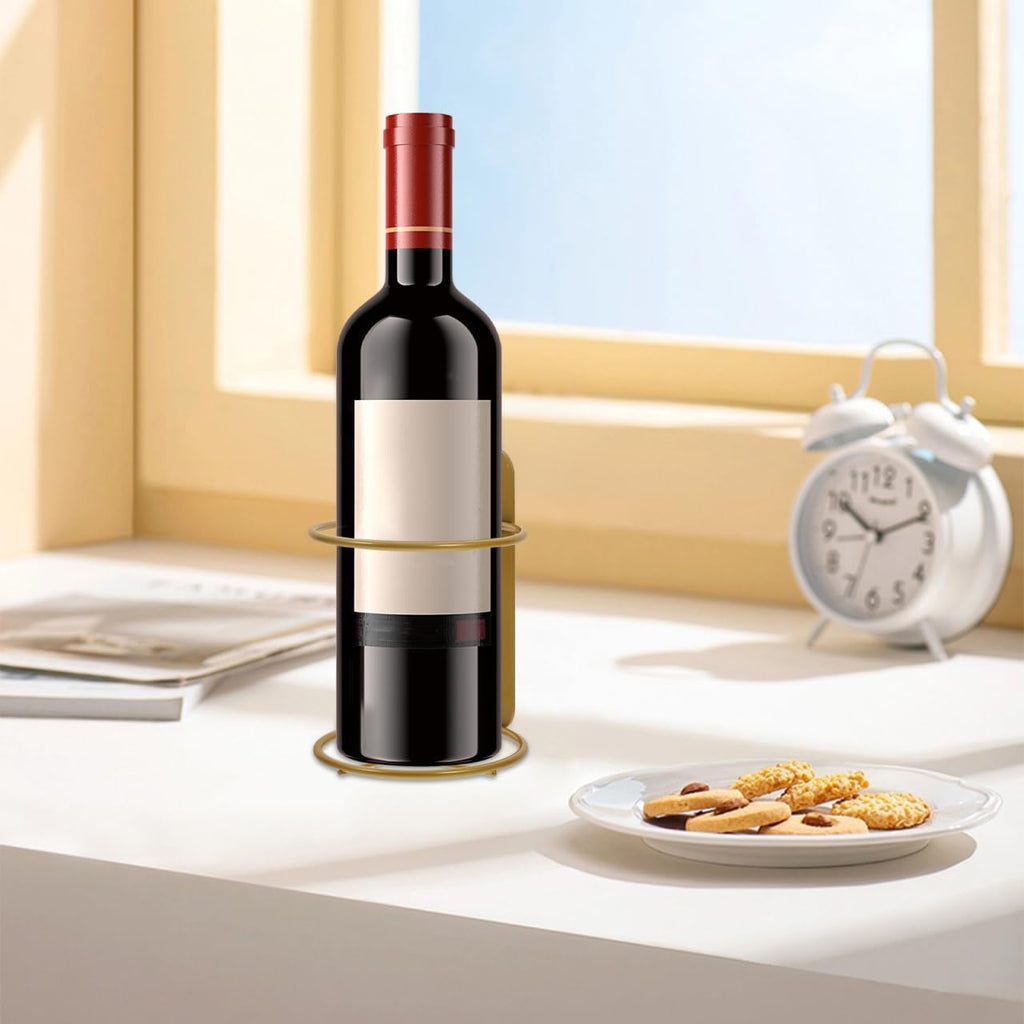 Cabilock 2 Pack Wall-Mounted Wine Rack Single Bottle Holder Metal Wine Bottle Display Organizer for Kitchen Bar Dining Room Space Saving