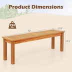 COSTWAY Outdoor Bench, 52” Backless Acacia Wood Narrow Bench for Patio, Park, Garden & Front Porch (1,52”)