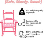 Child Rocking Chair for 3-6 Small Baby Kids Wooden Outdoor Furniture Indoor Living Room Lounge Bedroom Porch Patio Outside Pink