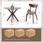 ERGOMASTER 5-Piece Dining Table Set for 4, 36" Kitchen Round Table with 4 Chairs, Rubber Wood Legs, Brown