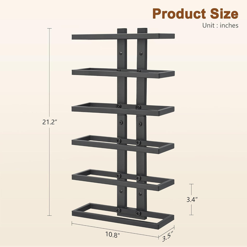 Hoctieon 6 Tier Wall Mount Wine Rack, Wall Racks for Wine Bottles Display and Storage, Hanging Bottle Organizer for Living Room, Dining Room, Wine Cellar, Bar, Black