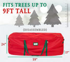 HOLDN’ STORAGE Christmas Tree Bag Heavy Duty 600D Oxford - Christmas Tree Bags Storage Fits Up To 9Ft, Extra Wide, Waterproof Storage Bags with Reinforced Handles & Zipper - Red