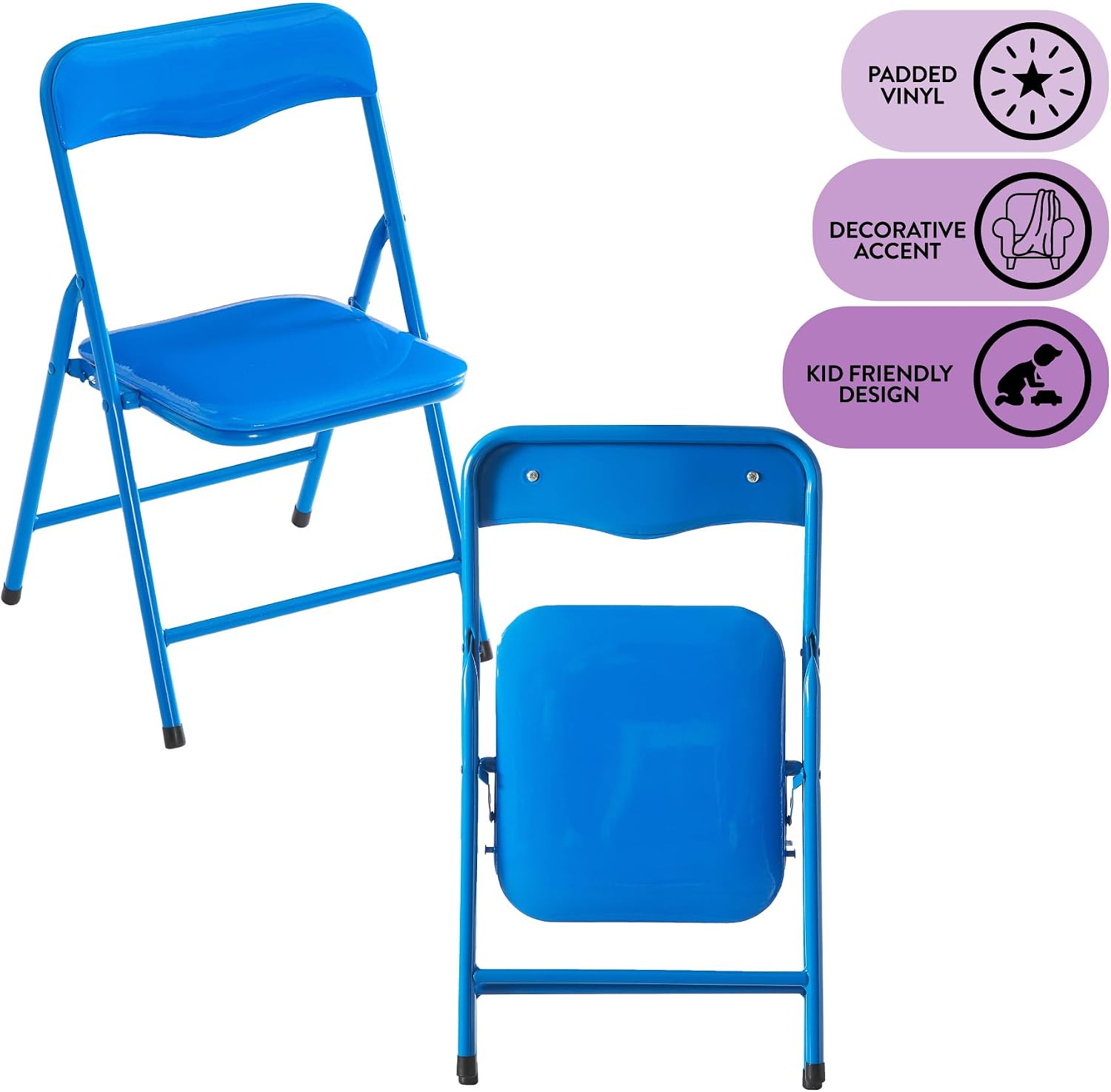 Heritage Kids Padded Folding Chair for Kids, Set of 2, Blue, Ages 3+