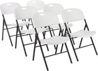 Amazon Basics Sturdy Foldable Portable Plastic Chair, 350-Pound Capacity, Space Saving for Events and Seating, White, 6-Pack
