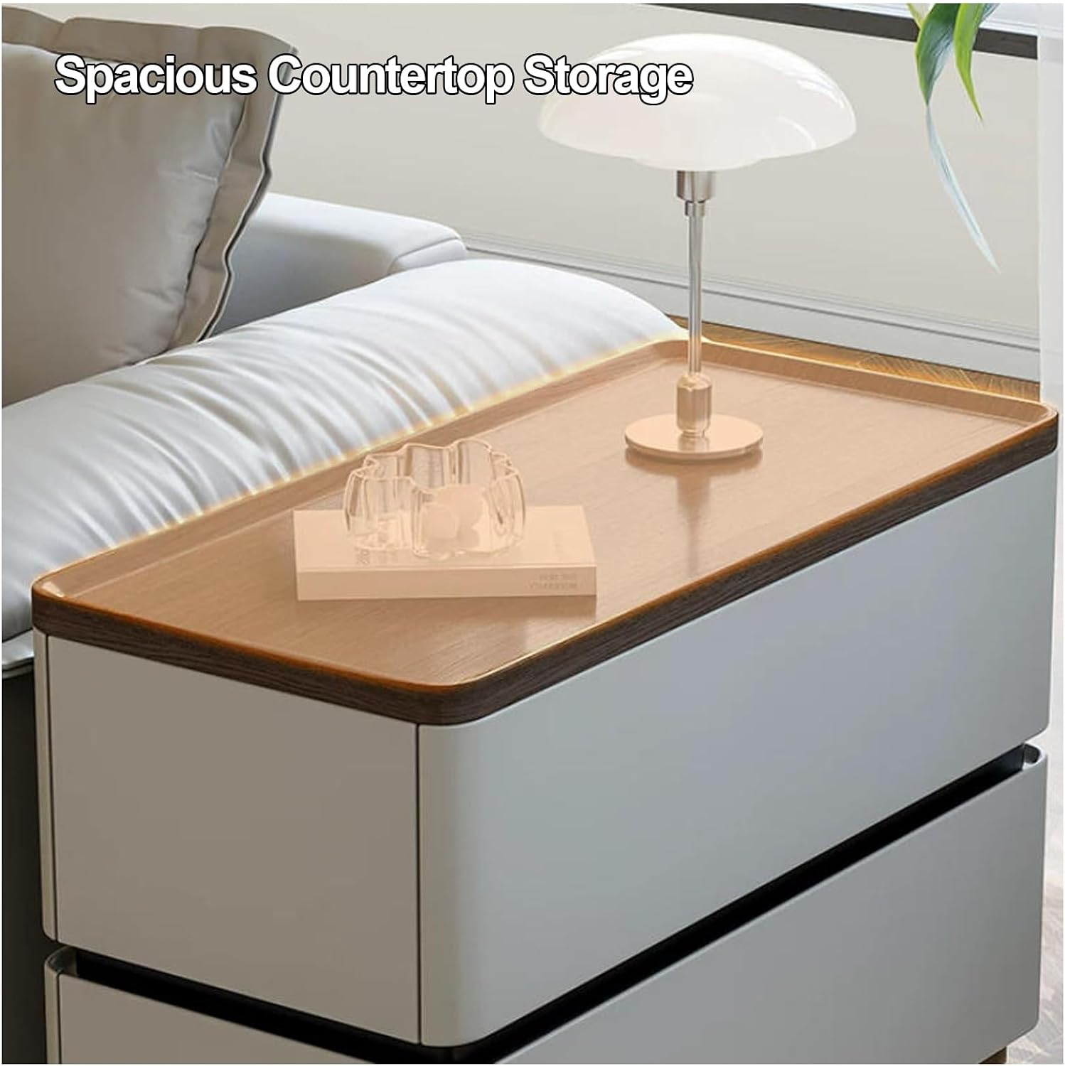 31.5" Modern Narrow Side Table for Sofa Bedside Nightstand with 2 Storage Drawers Solid Wood Frame Leather Wrapped for Living Room Bedroom Office(Gray,80x40cm/31.5x15.7in)