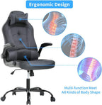 Meet Perfect Gaming Chair Ergonomic Office Desk - Leather Computer Chair With Lumbar Support and Head Pillow - Modern Executive Adjustable Rolling Swivel Task Chair for Home Office, Grey