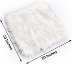 Efavormart 20"x20" White Faux Sheepskin Chair Pad, Soft Faux Fur Rug Seat Cushion for Sofa Cover, Bedside Runner, Living Room, Modern Decor Mat