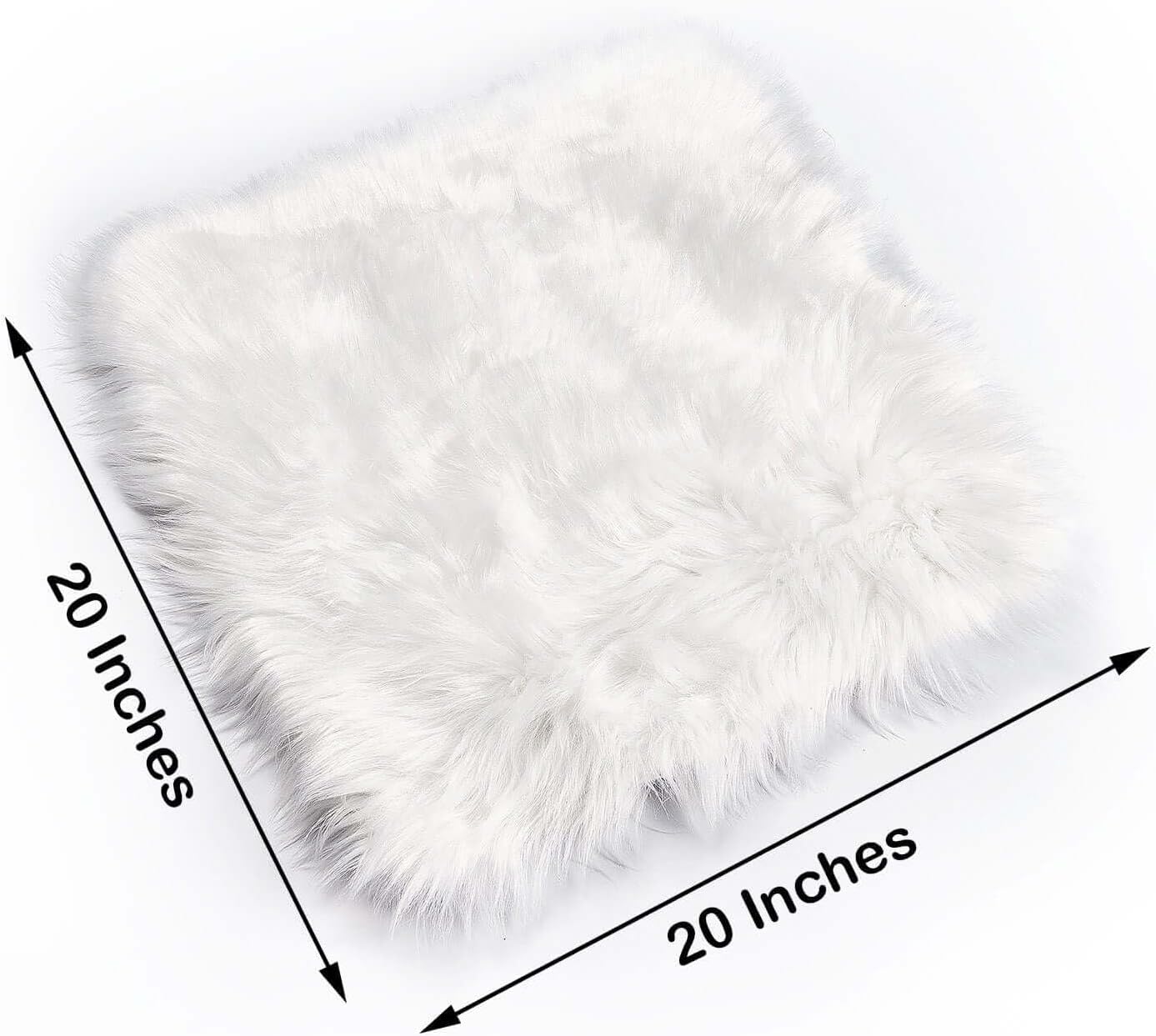 Efavormart 20"x20" White Faux Sheepskin Chair Pad, Soft Faux Fur Rug Seat Cushion for Sofa Cover, Bedside Runner, Living Room, Modern Decor Mat